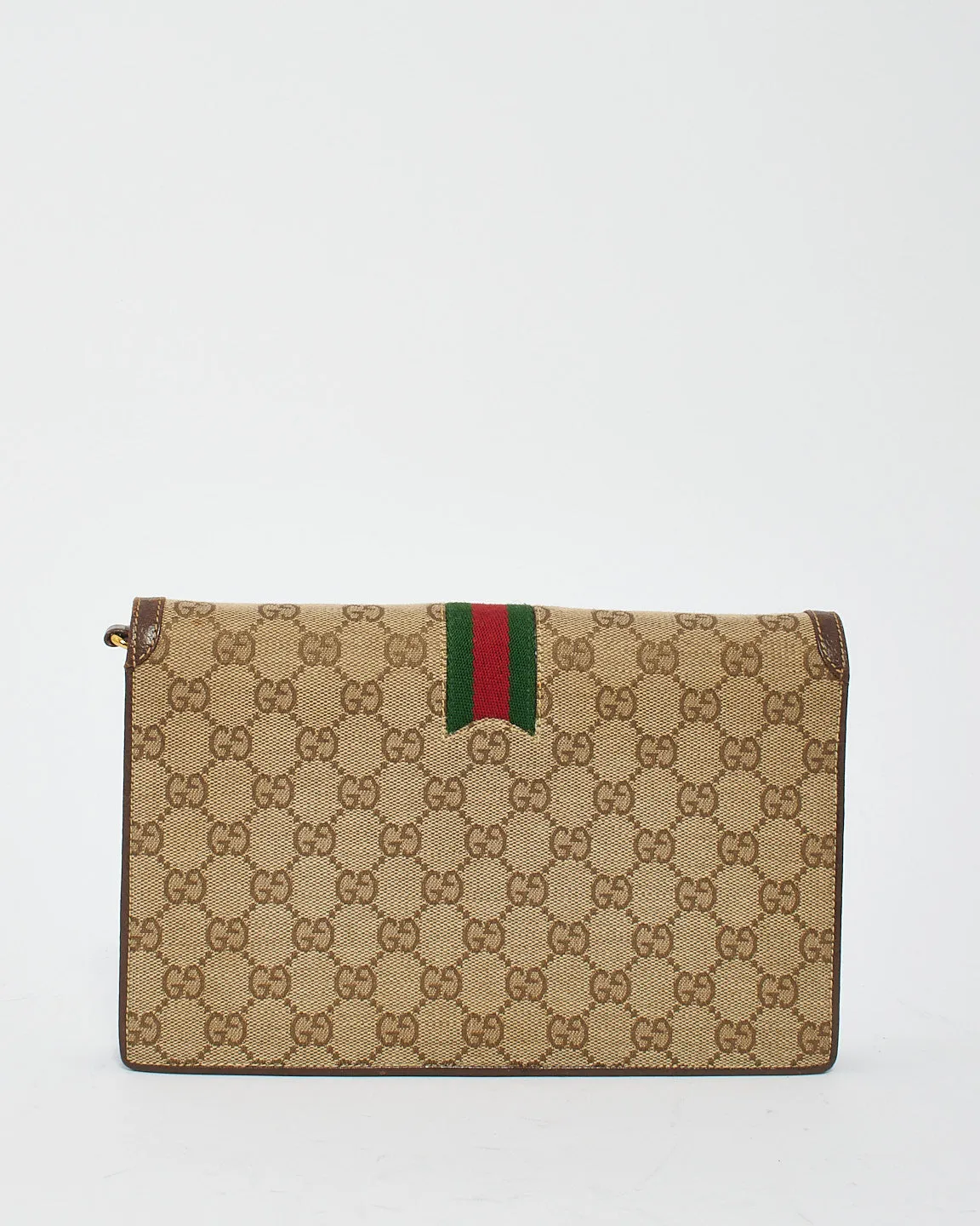 Gucci Vintage Brown Canvas Ophidia Chain Bag