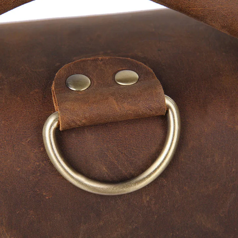 Handmade Crazy Horse Leather Messenger Bags Brown Vintage Shoulder Bags