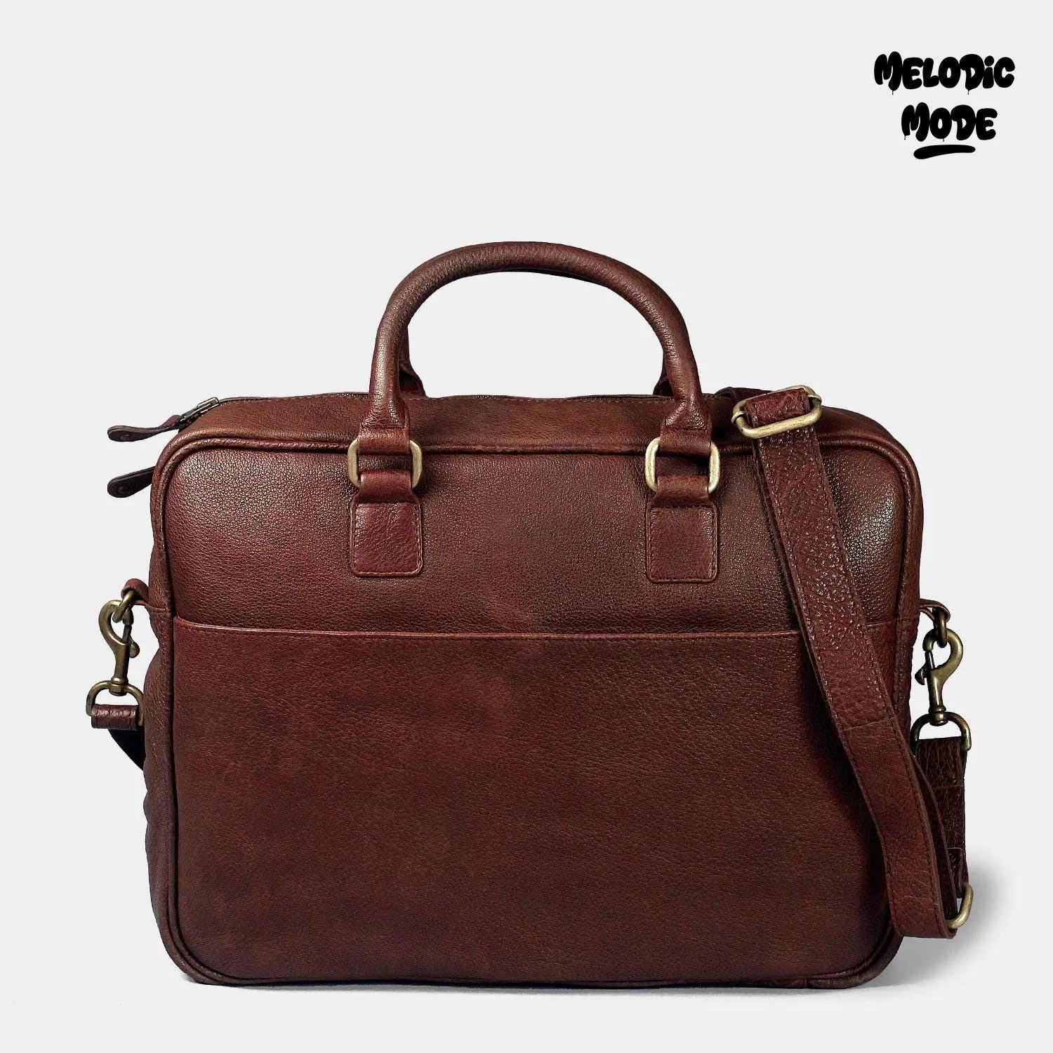 Handmade Genuine Leather Satchel | Vintage Brown Messenger Bag | Rustic Laptop Briefcase with Adjustable Strap | Men's Office Crossbody Bag