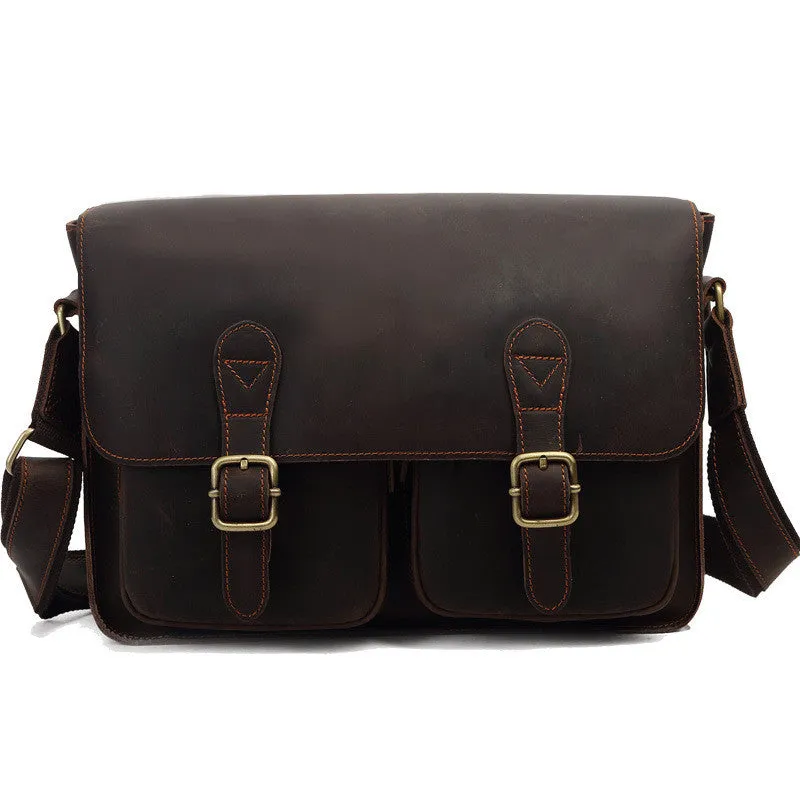 Handmade Men's Genuine Leather Messenger Bag Crossbody Shoulder Bag For Men Business