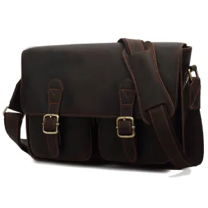 Handmade Men's Genuine Leather Messenger Bag Crossbody Shoulder Bag For Men Business