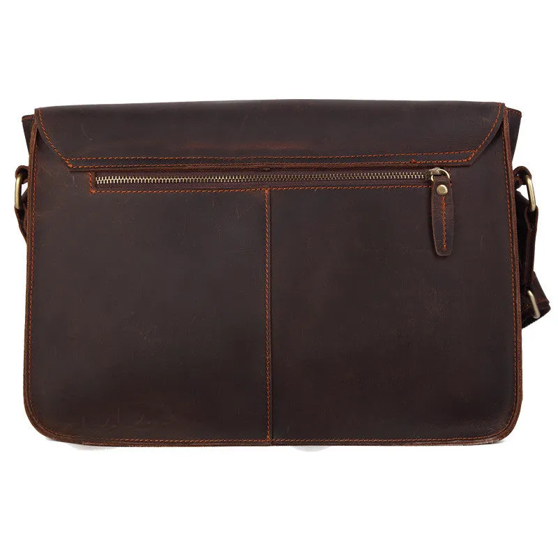 Handmade Men's Genuine Leather Messenger Bag Crossbody Shoulder Bag For Men Business