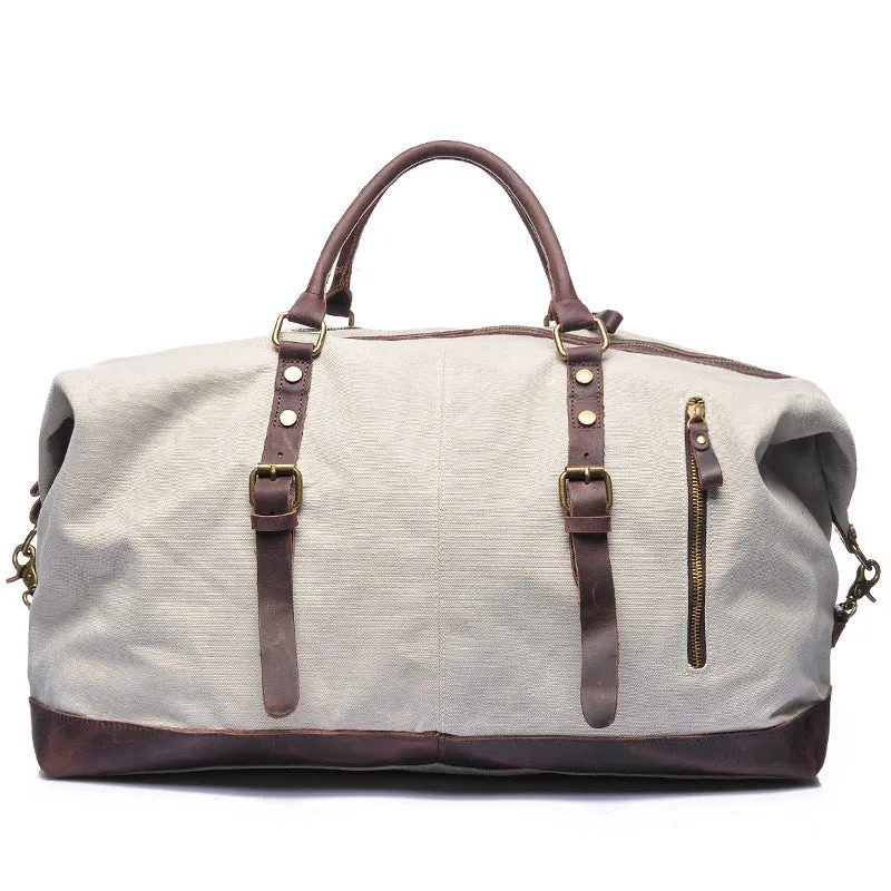 Handmade Vintage Canvas Leather Duffel Bag