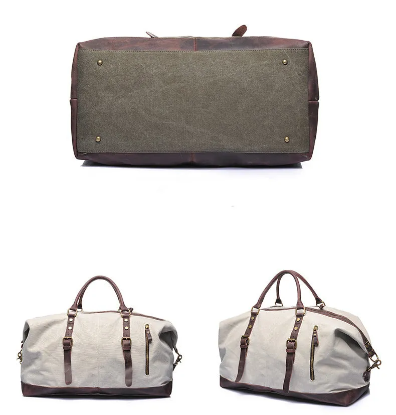 Handmade Vintage Canvas Leather Duffel Bag