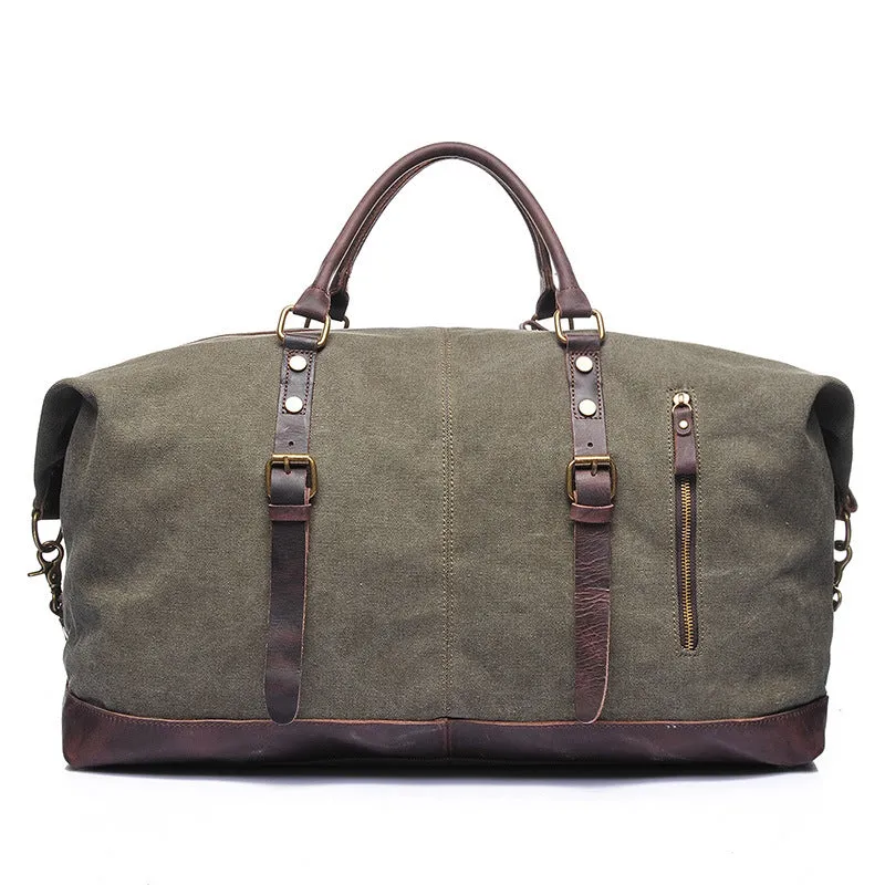 Handmade Vintage Canvas Leather Duffel Bag
