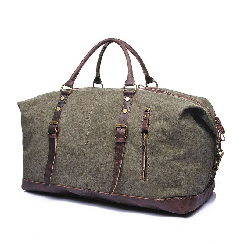 Handmade Vintage Canvas Leather Duffel Bag
