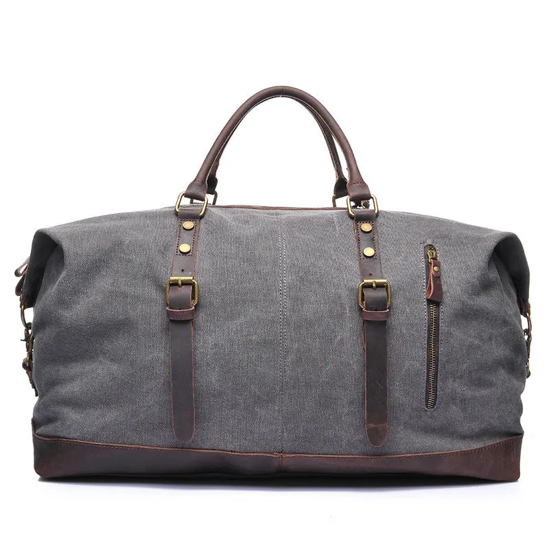 Handmade Vintage Canvas Leather Duffel Bag