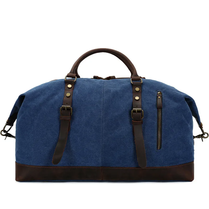 Handmade Vintage Canvas Leather Duffel Bag
