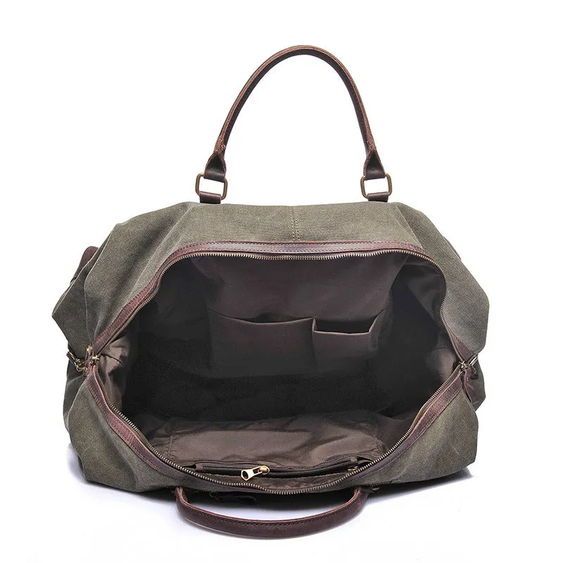 Handmade Vintage Canvas Leather Duffel Bag