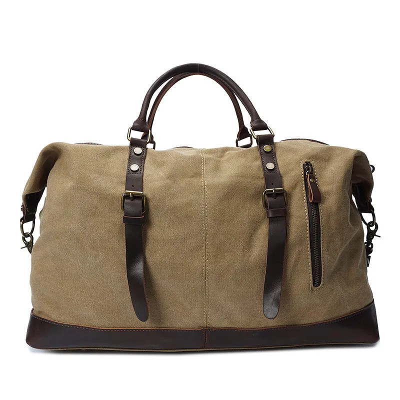 Handmade Vintage Canvas Leather Duffel Bag