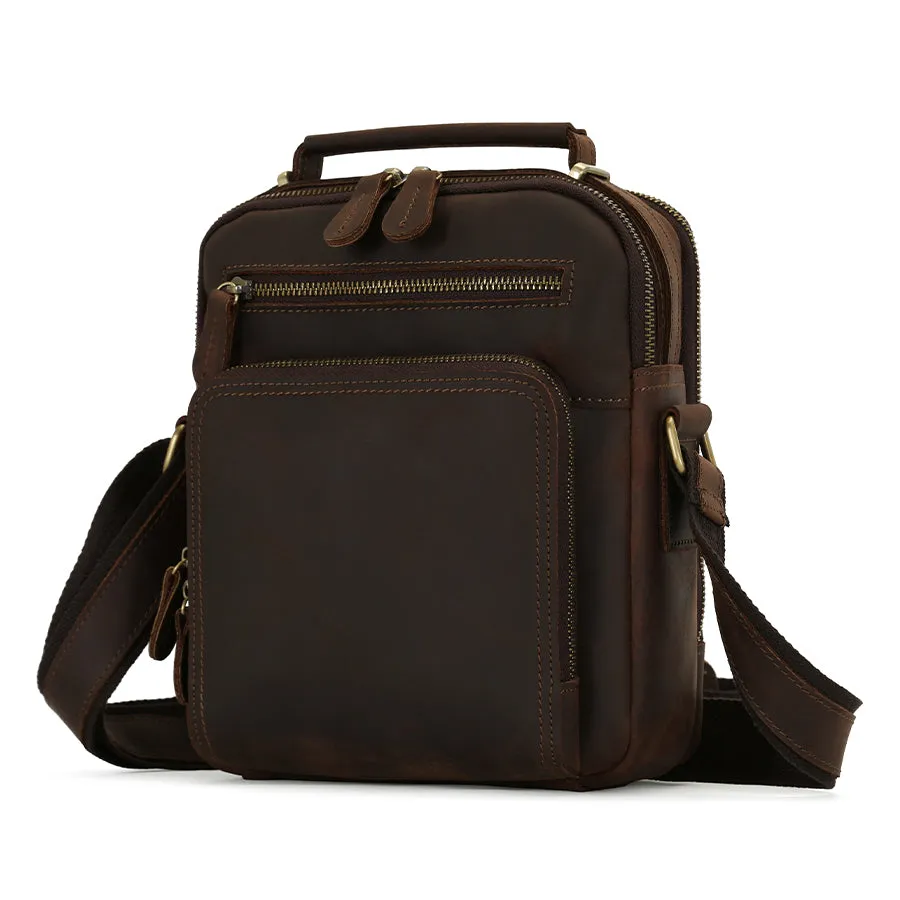 Handmade Vintage Crazy Horse Leather Crossbody Bag