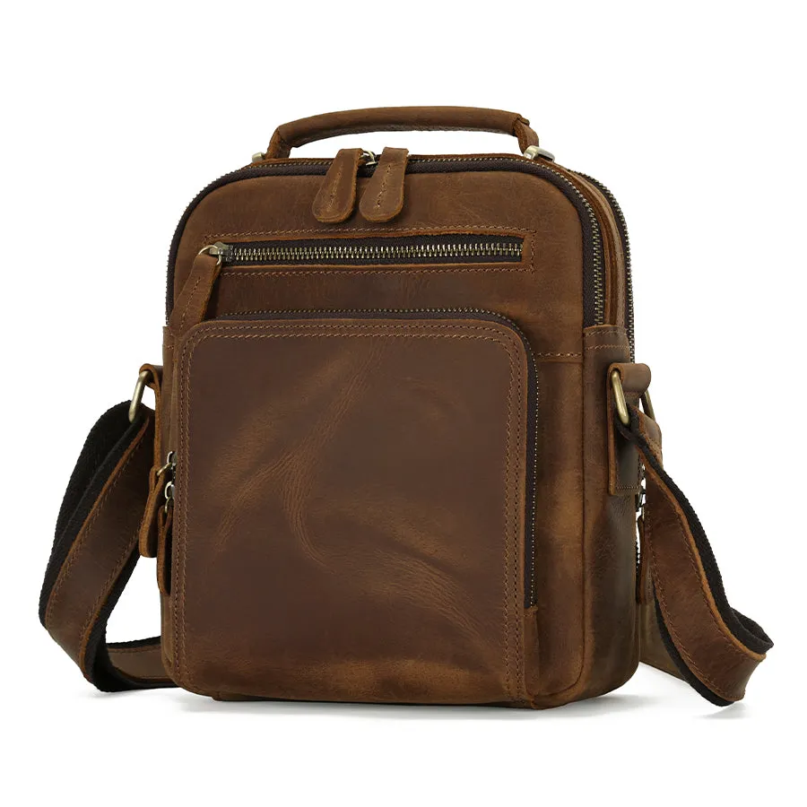 Handmade Vintage Crazy Horse Leather Crossbody Bag