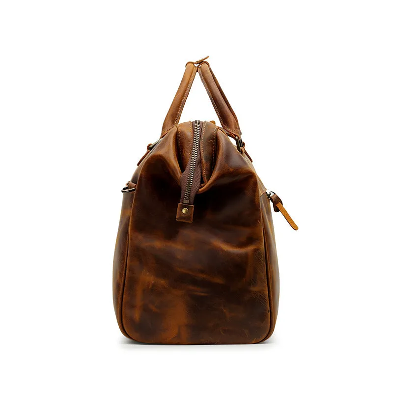 Handmade Vintage Full-Grain Leather Travel Duffel Bag