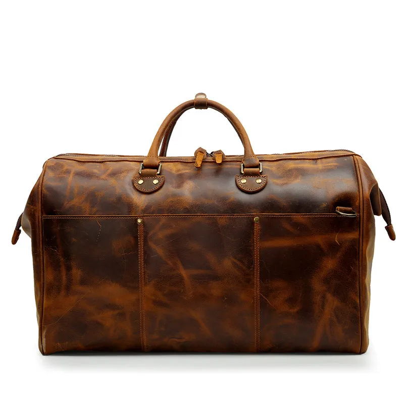 Handmade Vintage Full-Grain Leather Travel Duffel Bag