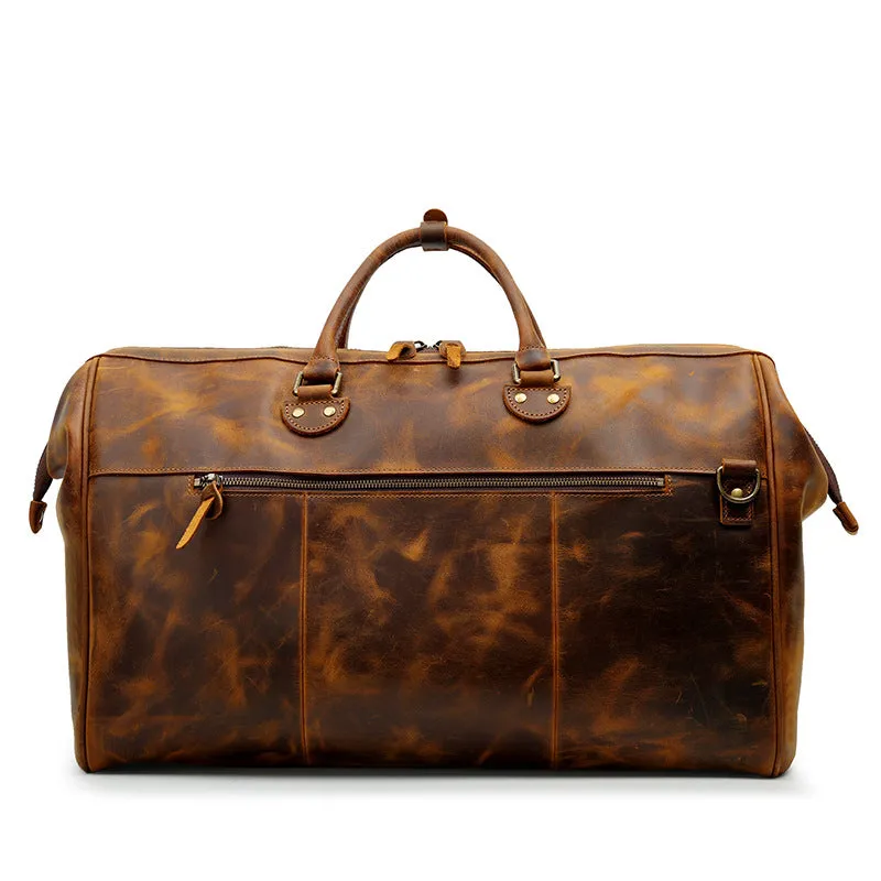 Handmade Vintage Full-Grain Leather Travel Duffel Bag
