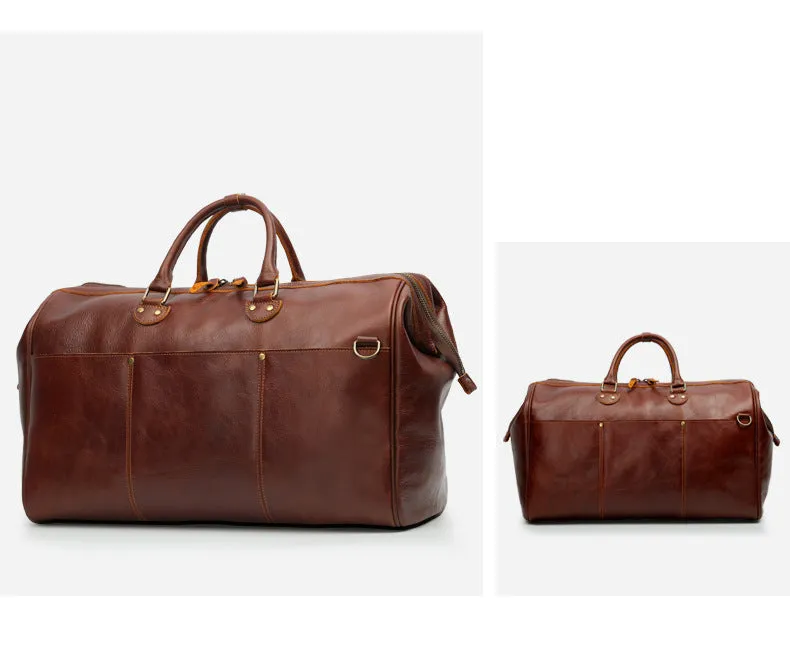 Handmade Vintage Full-Grain Leather Travel Duffel Bag