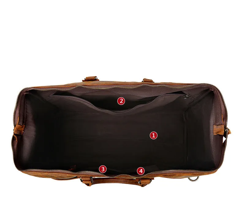 Handmade Vintage Full-Grain Leather Travel Duffel Bag