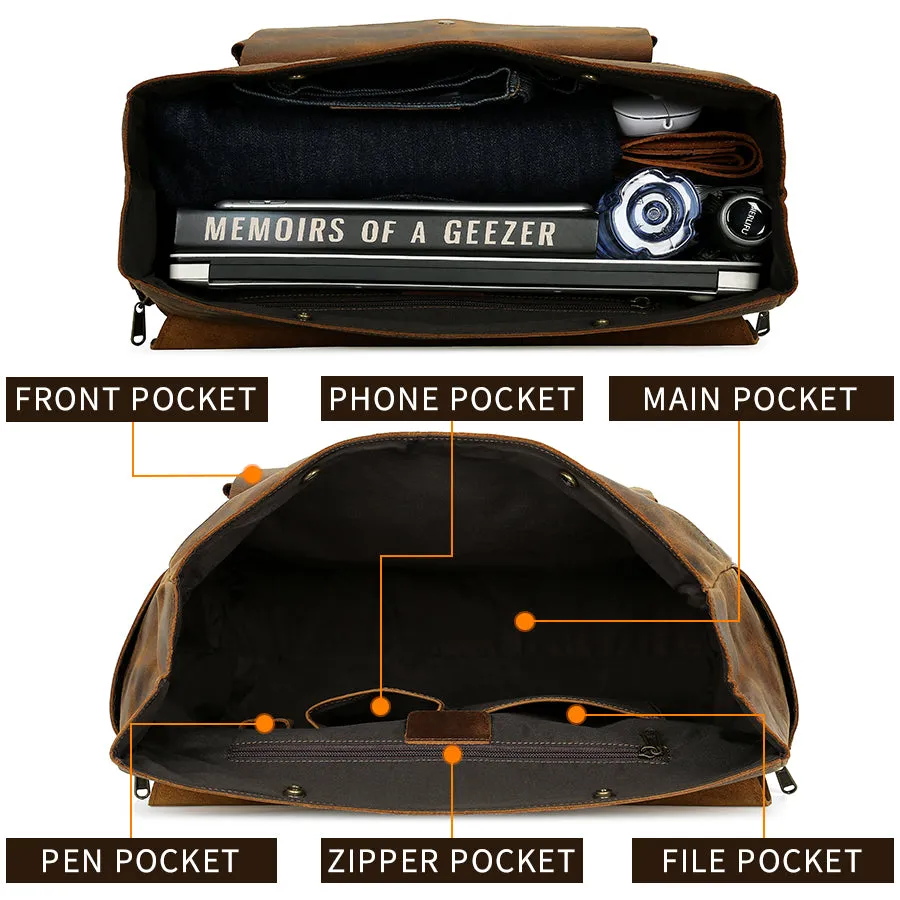 Handmade Vintage Motorcycle Side Bag with Magnetic Closure