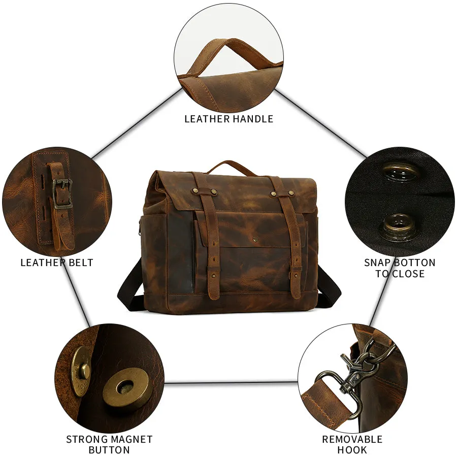 Handmade Vintage Motorcycle Side Bag with Magnetic Closure