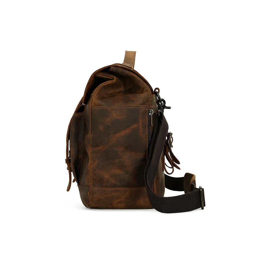 Handmade Vintage Motorcycle Side Bag with Magnetic Closure