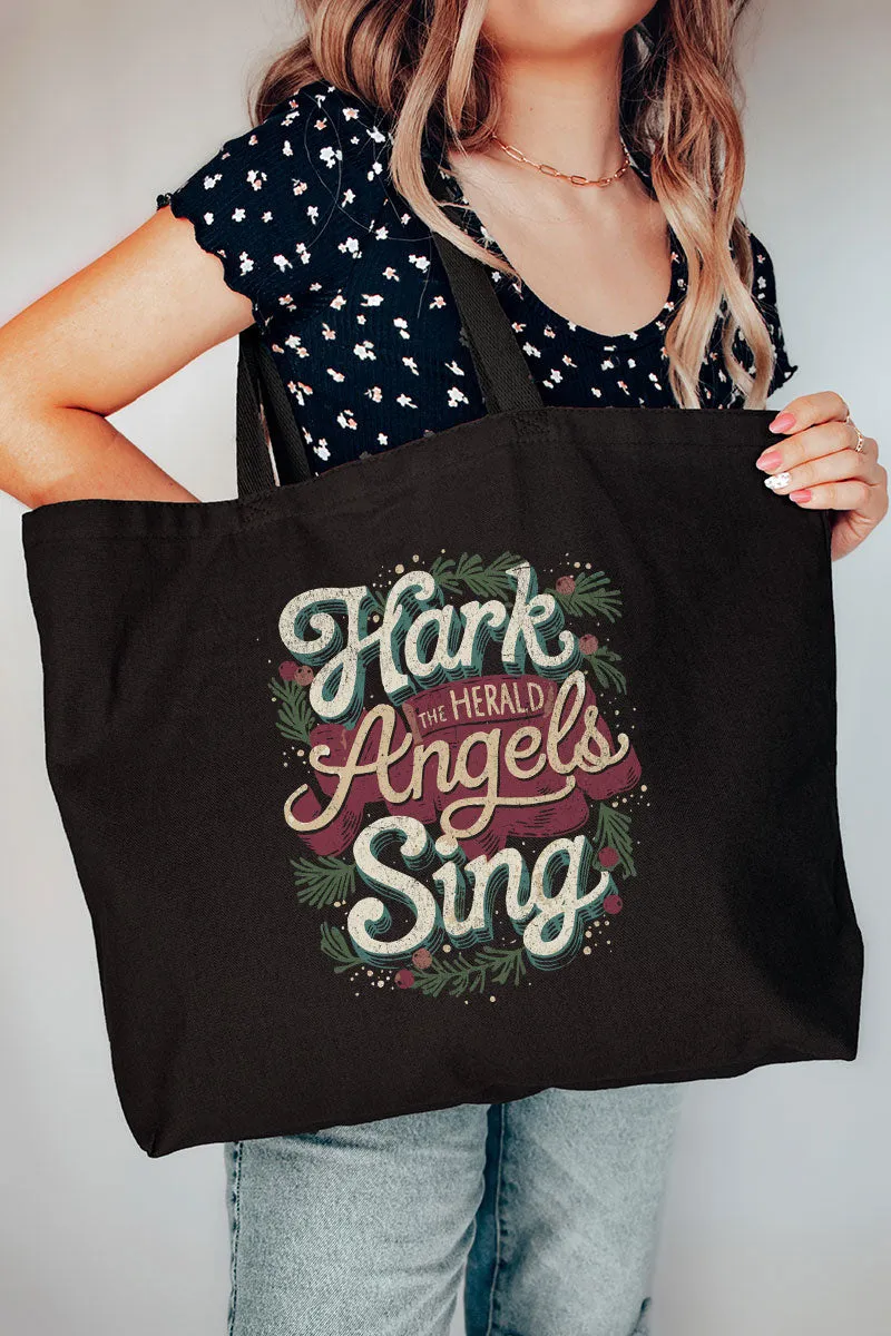 Hark The Herald Angels Sing Canvas Jumbo Tote
