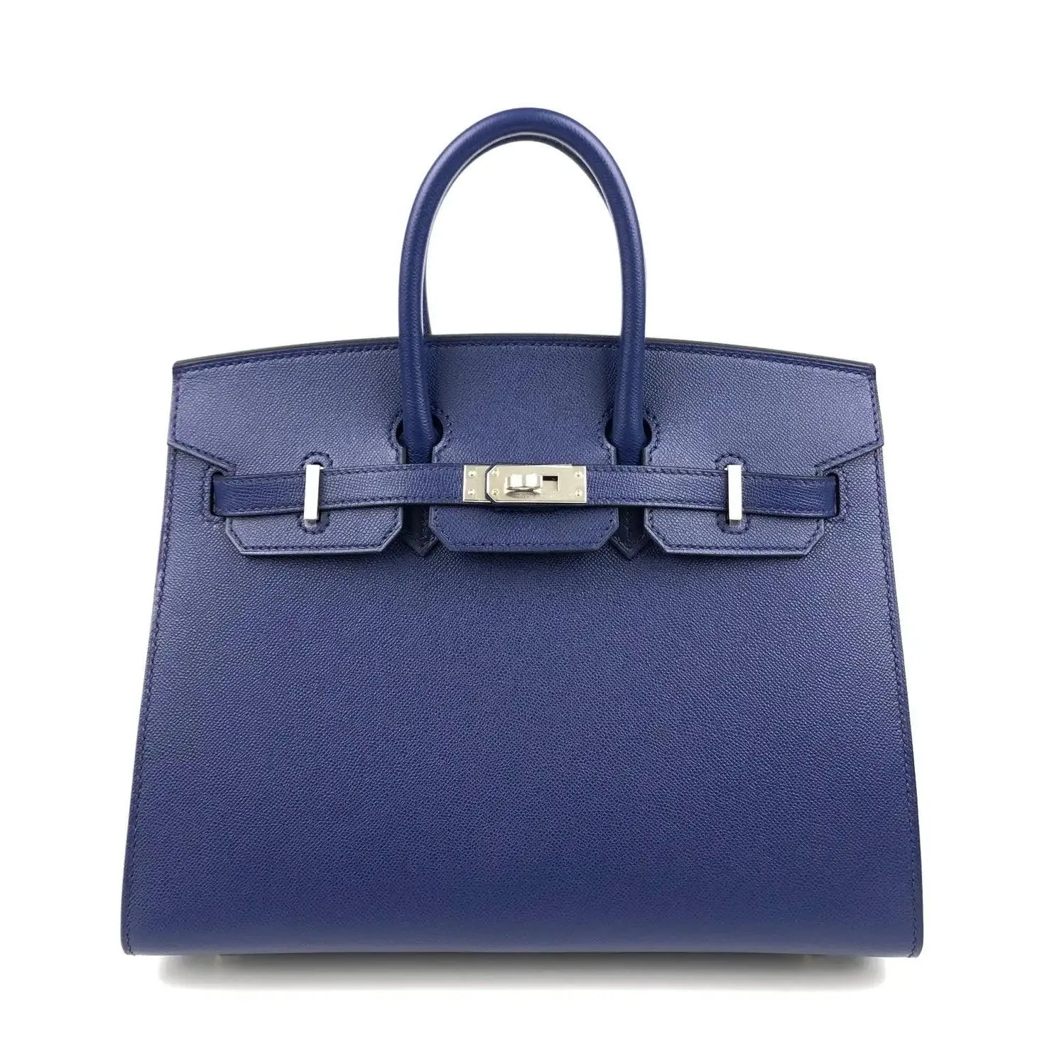 HERMES Birkin 25 Sapphire Blue Sellier Madame Leather Bag