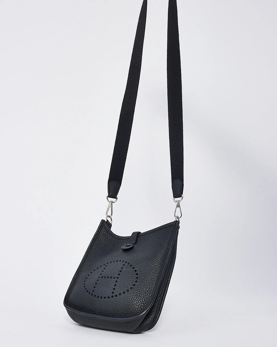 Hermès Black Clemence Leather Evelyne TPM Bag