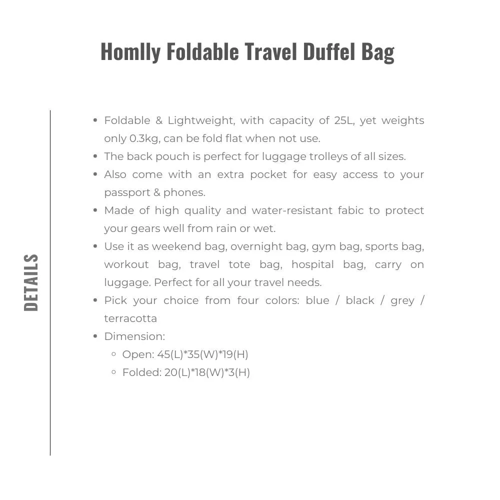 Homlly Foldable Travel Duffel Bag