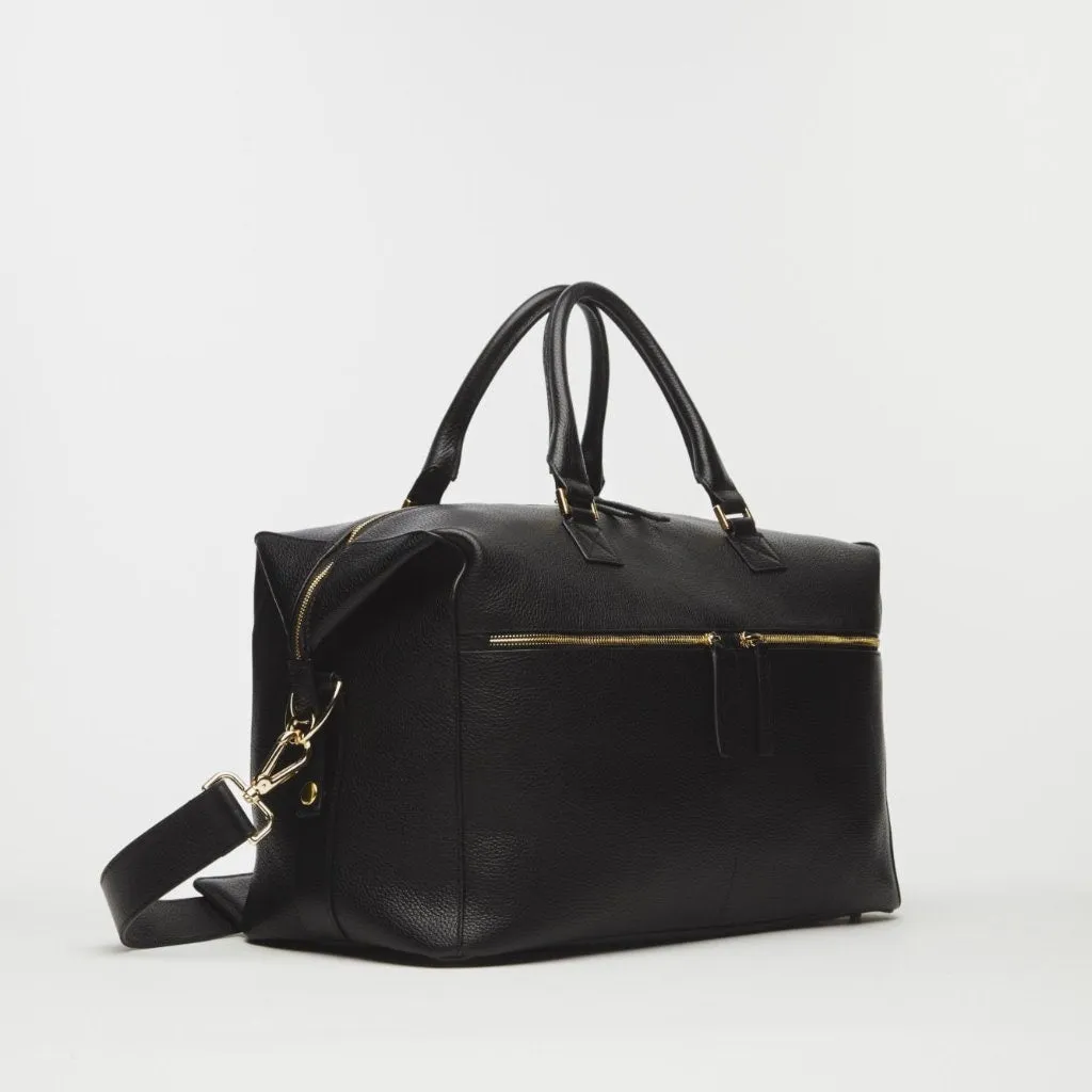 Hudson Italian Leather Weekender in Black