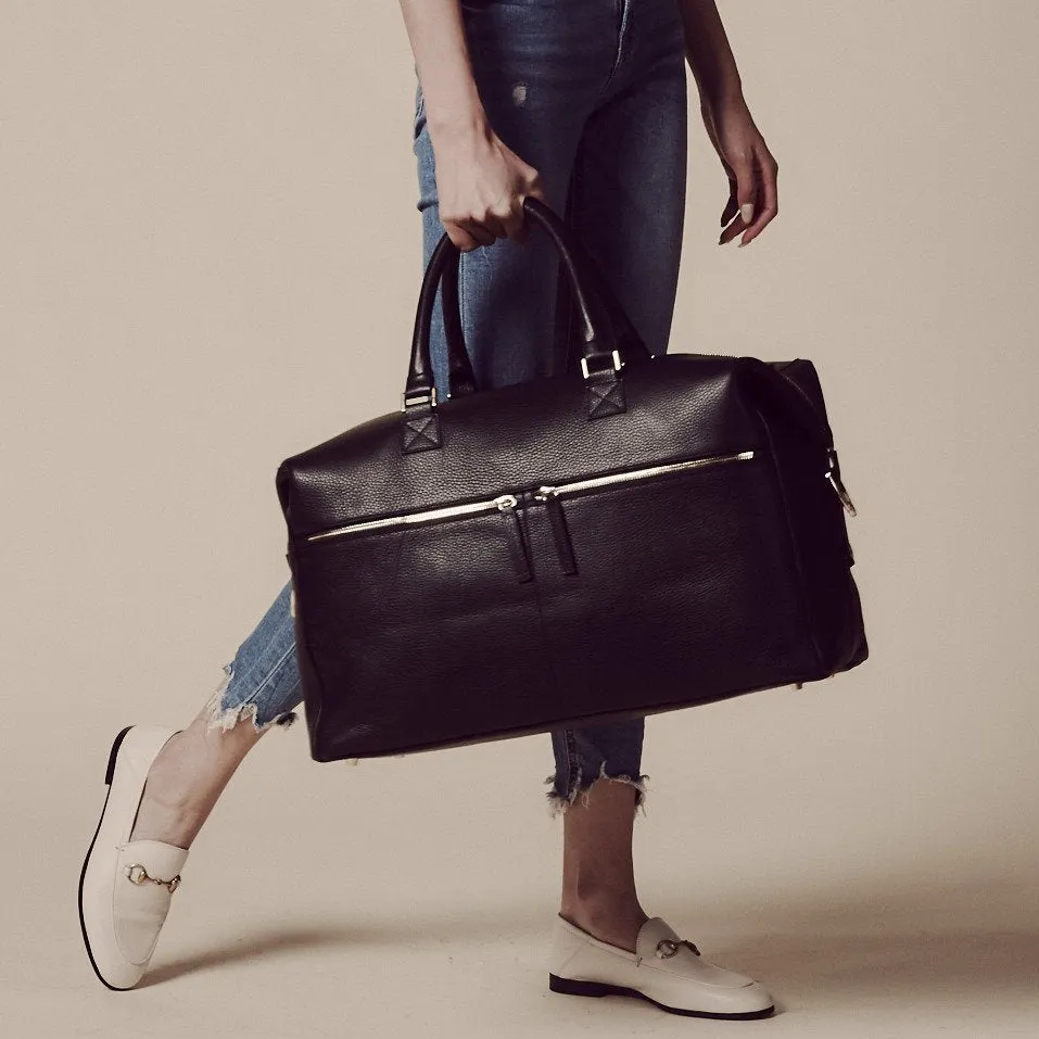 Hudson Italian Leather Weekender in Black