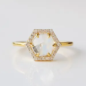 Icon Moonstone & Diamond Hexagon Ring