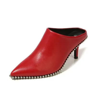 INS Luxury Slippers Women Pumps Rivets Designer Summer Shoes