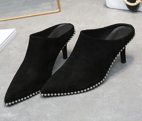 INS Luxury Slippers Women Pumps Rivets Designer Summer Shoes