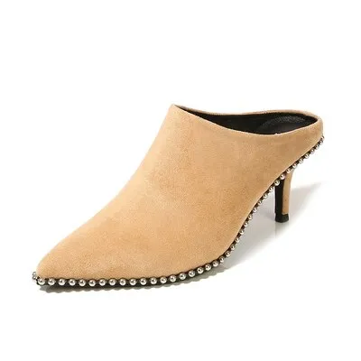 INS Luxury Slippers Women Pumps Rivets Designer Summer Shoes
