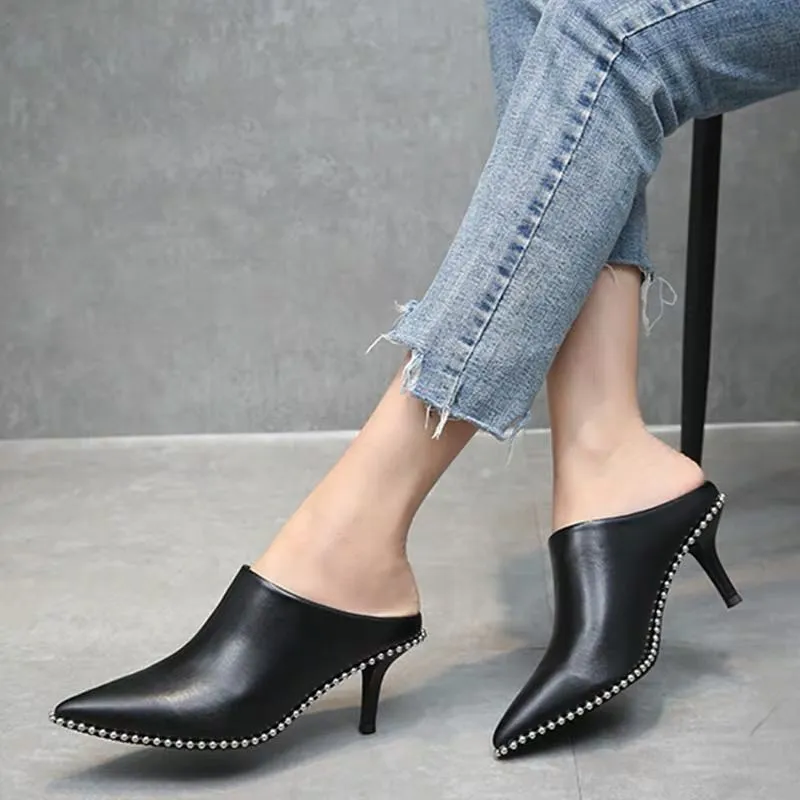 INS Luxury Slippers Women Pumps Rivets Designer Summer Shoes