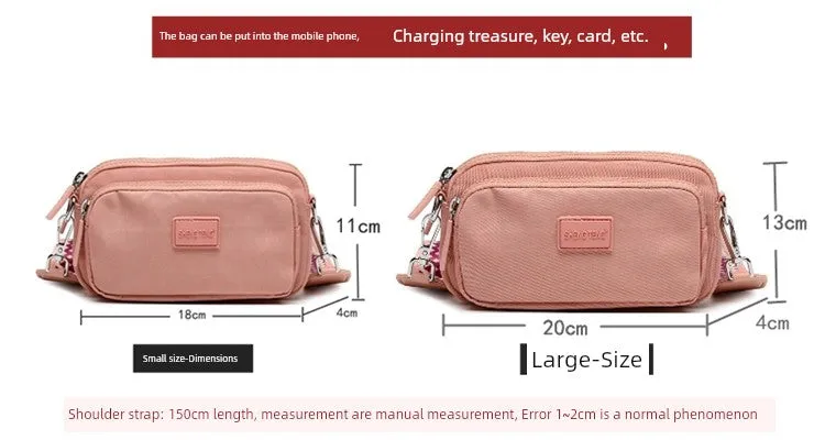 INS Nylon Cloth Color Wide Strap Crossbody Bag
