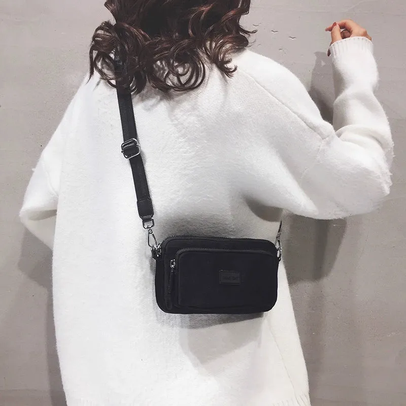 INS Nylon Cloth Color Wide Strap Crossbody Bag