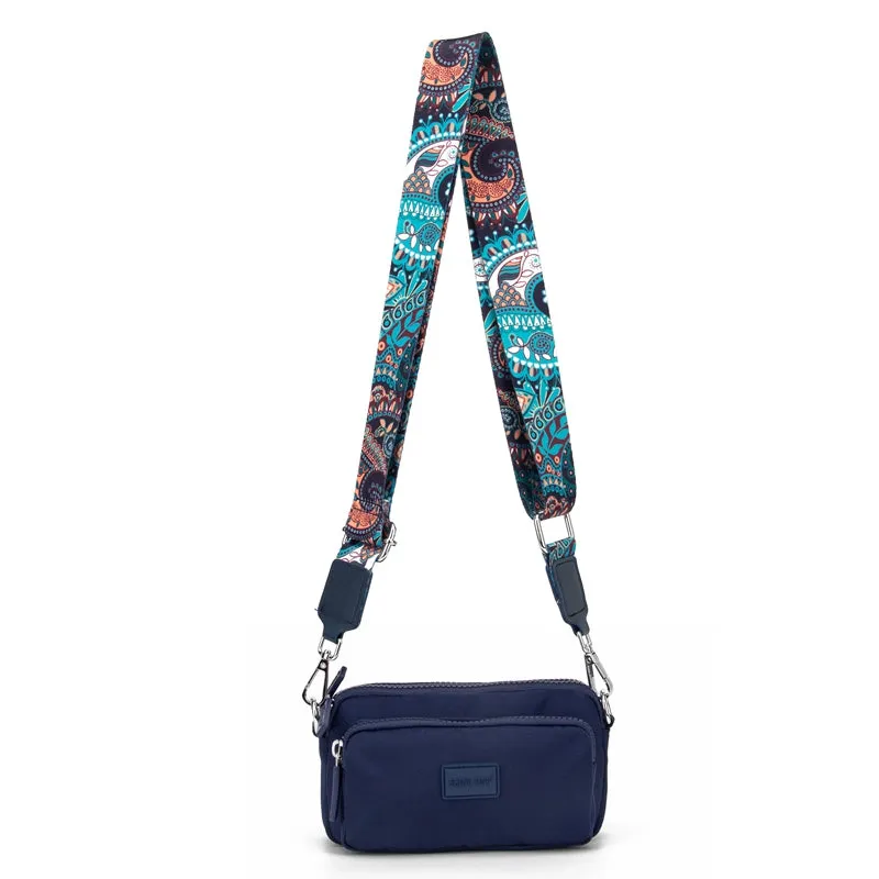INS Nylon Cloth Color Wide Strap Crossbody Bag