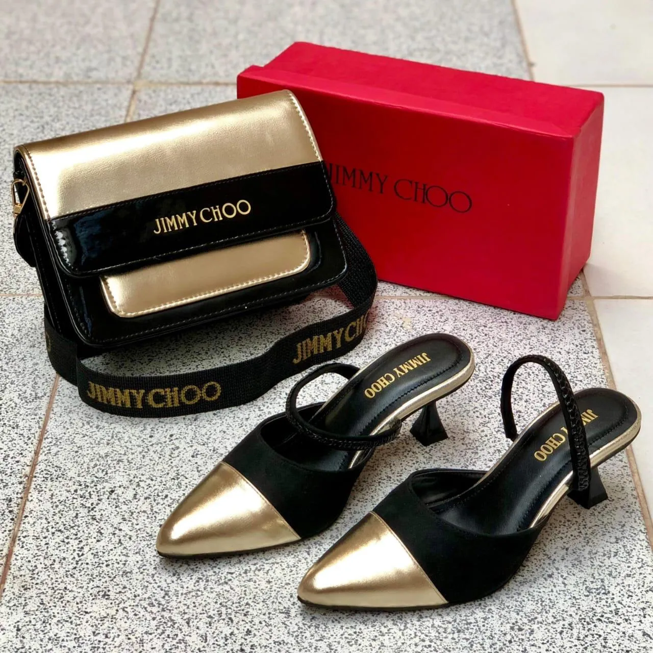Jimmy Choo Combo Set Slippers   Bag