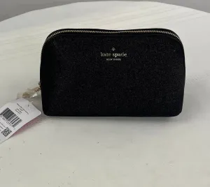 Kate Spade Shimmy Glitter Fabric Small Cosmetic Bag K4709 Black NWT MSRP $69