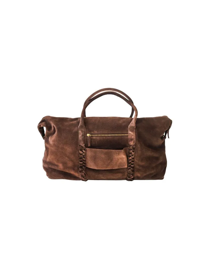 KJC Dominique Suede Duffel Bag In Chocolate