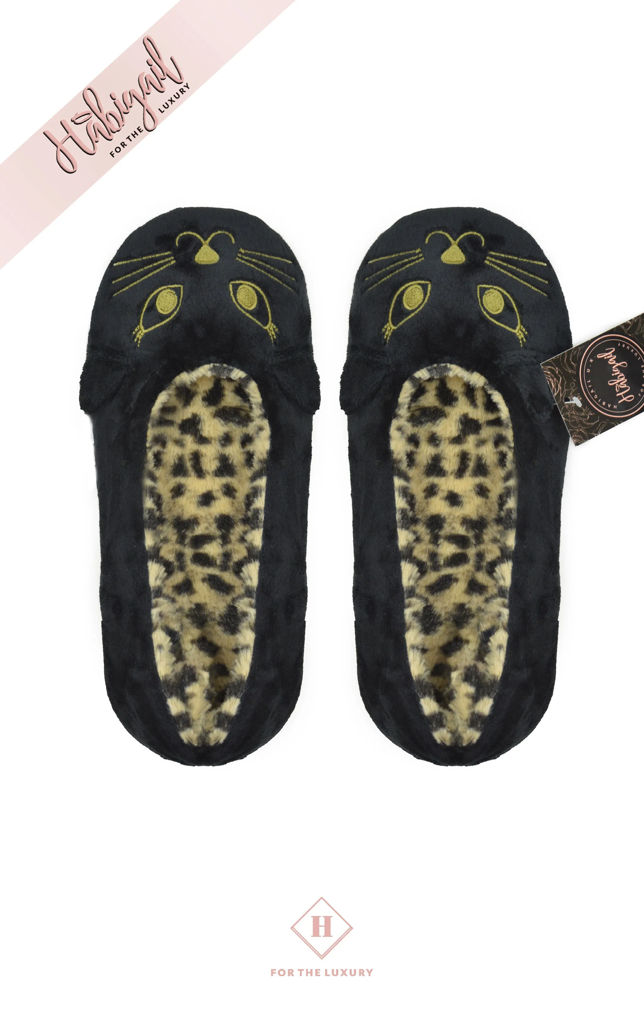 Ladies Luxury Plush Cute Cat Embroidery Ballet Slip On Slippers
