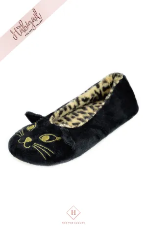 Ladies Luxury Plush Cute Cat Embroidery Ballet Slip On Slippers