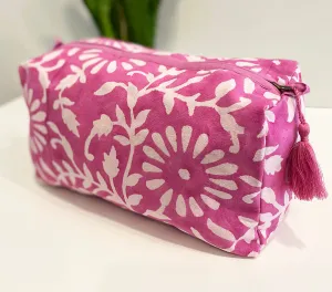 Large Canvas Waterproof Toiletry Bag | Blooms Pink