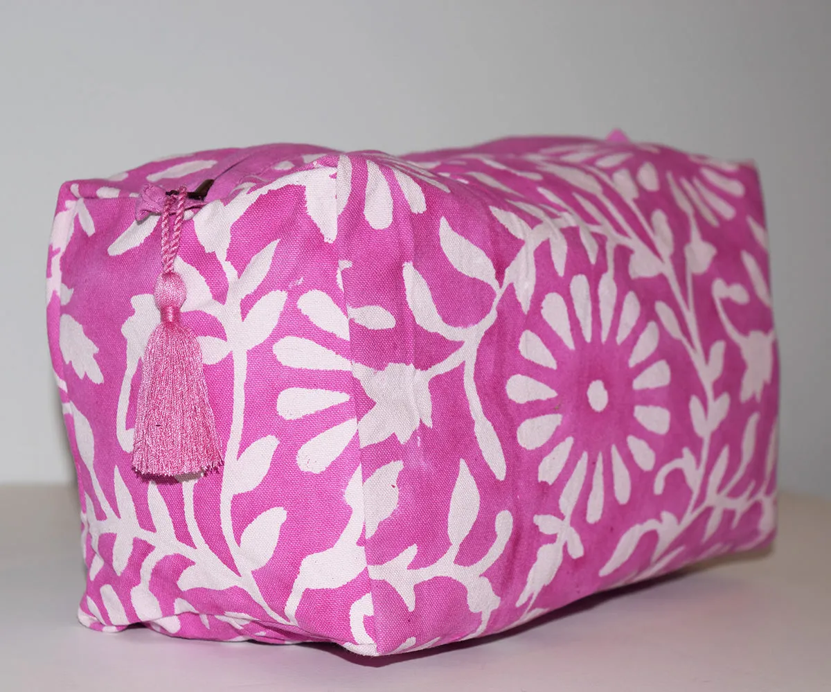 Large Canvas Waterproof Toiletry Bag | Blooms Pink
