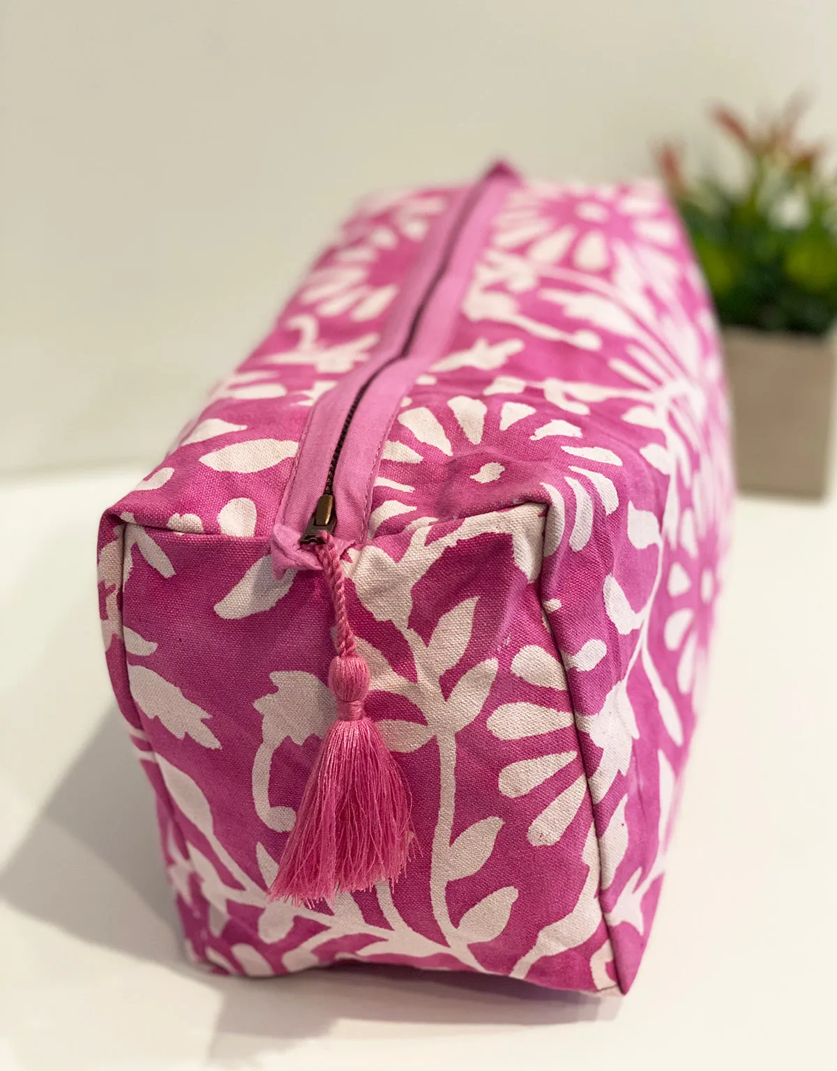 Large Canvas Waterproof Toiletry Bag | Blooms Pink