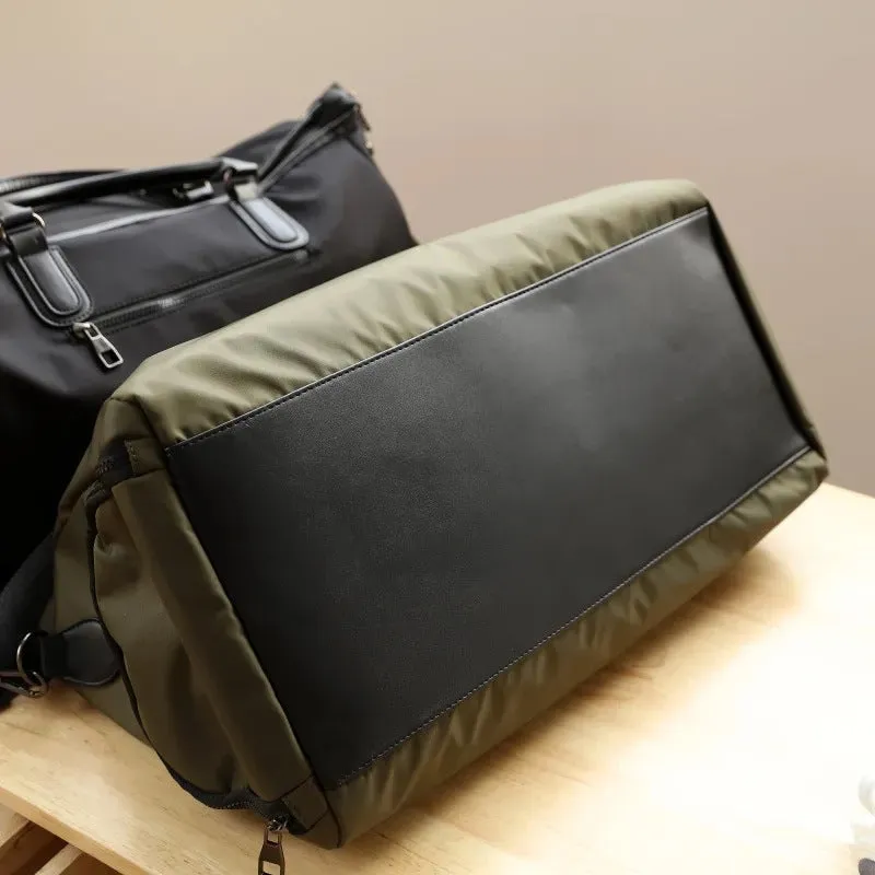 Large Duffel Bag Canvas Leather Weekender Bag Stylish Unisex Leather Duffle Bag