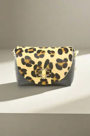 Leather Crossbody Bag in Leopard