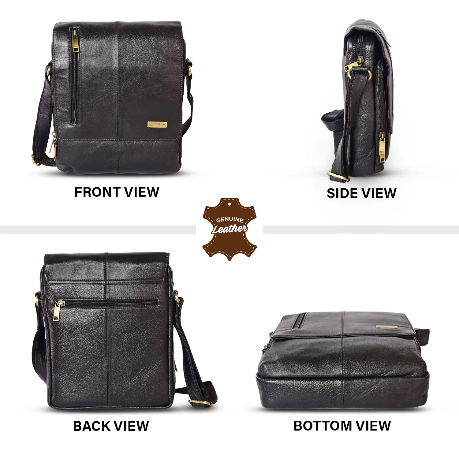 Leather Messenger Bag 36819(BLACK)