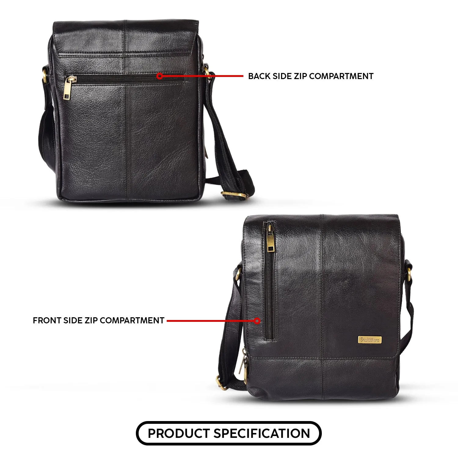 Leather Messenger Bag 36819(BLACK)